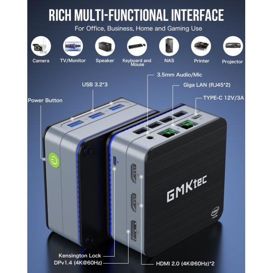 GMKtec Mini PC N100, Dual LAN Windows 11 Pro Intel N100 (3.4GHz) 4C/4T, Desktop Computer 12GB DDR5 1TB Hard Drive, Micro PC 4K, Triple Display, WiFi6, BT5.2, Energy Efficient Red/Black GMKtec Mini PC N100, Dual LAN Windows 11 Pro Intel N100 (3.4GHz) 4C/4T, Desktop Computer 12GB DDR5 1TB Hard Drive, Micro PC 4K, Triple Display, WiFi6, BT5.2, Energy Efficient Red/Black