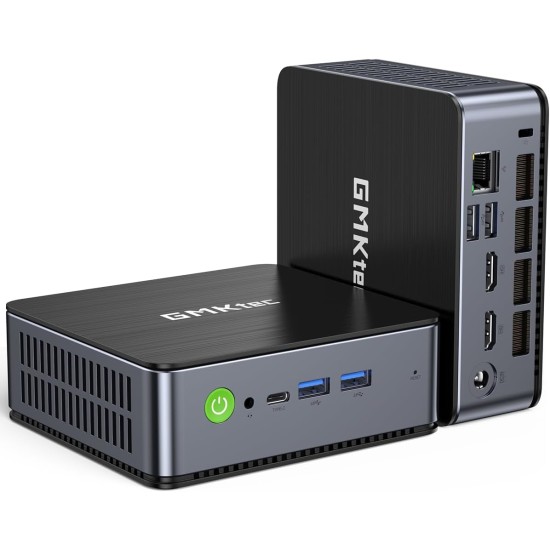 GMKtec Mini PC N100, Dual LAN Windows 11 Pro Intel N100 (3.4GHz) 4C/4T, Desktop Computer 12GB DDR5 1TB Hard Drive, Micro PC 4K, Triple Display, WiFi6, BT5.2, Energy Efficient Red/Black GMKtec Mini PC N100, Dual LAN Windows 11 Pro Intel N100 (3.4GHz) 4C/4T, Desktop Computer 12GB DDR5 1TB Hard Drive, Micro PC 4K, Triple Display, WiFi6, BT5.2, Energy Efficient Red/Black
