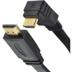 Cable HDMI Right Angle Lead High Speed Angled 90-degree Flat Full HD 1080p for TV, PC Monitor, Box, PS4/5 Cable HDTV Gold Plated (1 metres)