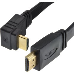 Cable HDMI Right Angle Lead High Speed Angled 90-degree Flat Full HD 1080p for TV, PC Monitor, Box, PS4/5 Cable HDTV Gold Plated (1 metres)