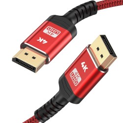 DisplayPort to DisplayPort Cable 1m, Snowkids 4K DisplayPort 1.2 Cable[4K@60Hz, 2K@165Hz, 2K@144Hz], 1.2 DP to DP Cable Gold-Plated Nylon Braided High Speed cord red