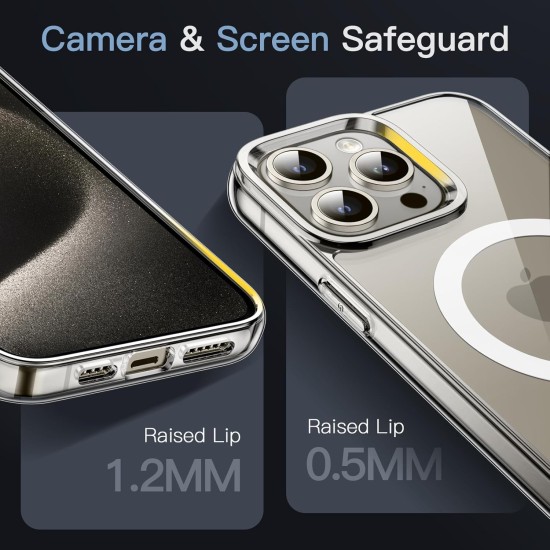 JETech Magnetic Case for iPhone 15 Pro Max 6.7-Inch Compatible with MagSafe Wireless Charging, Shockproof Phone Bumper Cover, Anti-Scratch Clear Back (Clear) JETech Magnetic Case for iPhone 15 Pro Max 6.7-Inch Compatible with MagSafe Wireless Charging, Shockproof Phone Bumper Cover, Anti-Scratch Clear Back (Clear)