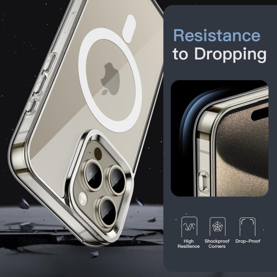 JETech Magnetic Case for iPhone 15 Pro Max 6.7-Inch Compatible with MagSafe Wireless Charging, Shockproof Phone Bumper Cover, Anti-Scratch Clear Back (Clear) JETech Magnetic Case for iPhone 15 Pro Max 6.7-Inch Compatible with MagSafe Wireless Charging, Shockproof Phone Bumper Cover, Anti-Scratch Clear Back (Clear)