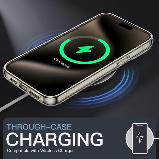 JETech Magnetic Case for iPhone 15 Pro Max 6.7-Inch Compatible with MagSafe Wireless Charging, Shockproof Phone Bumper Cover, Anti-Scratch Clear Back (Clear) JETech Magnetic Case for iPhone 15 Pro Max 6.7-Inch Compatible with MagSafe Wireless Charging, Shockproof Phone Bumper Cover, Anti-Scratch Clear Back (Clear)