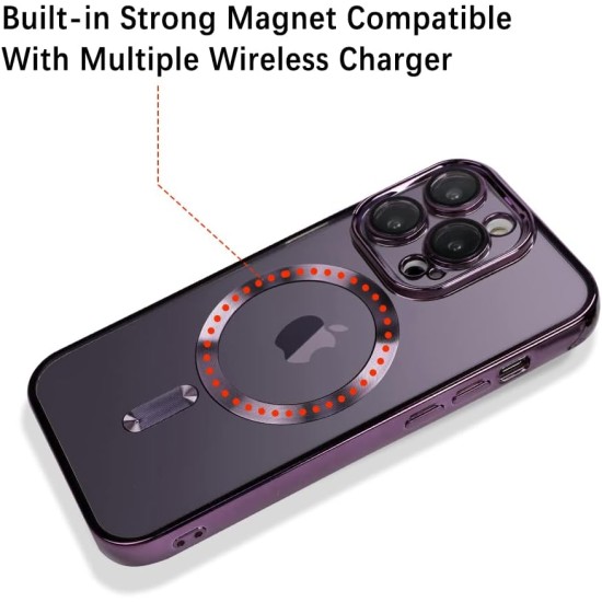 OOK Phone Case Made for iPhone 14 Pro Max (6.7 Inch) with Camera Lens Protector (Compatible with MagSafe) Anti-Scratch Shockproof Electroplated Slim Phone Cover for Women Men - Purple OOK Phone Case Made for iPhone 14 Pro Max (6.7 Inch) with Camera Lens Protector (Compatible with MagSafe) Anti-Scratch Shockproof Electroplated Slim Phone Cover for Women Men - Purple
