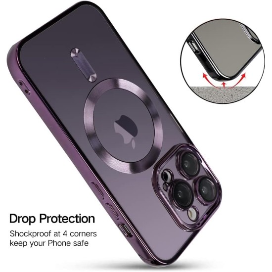 OOK Phone Case Made for iPhone 14 Pro Max (6.7 Inch) with Camera Lens Protector (Compatible with MagSafe) Anti-Scratch Shockproof Electroplated Slim Phone Cover for Women Men - Purple OOK Phone Case Made for iPhone 14 Pro Max (6.7 Inch) with Camera Lens Protector (Compatible with MagSafe) Anti-Scratch Shockproof Electroplated Slim Phone Cover for Women Men - Purple
