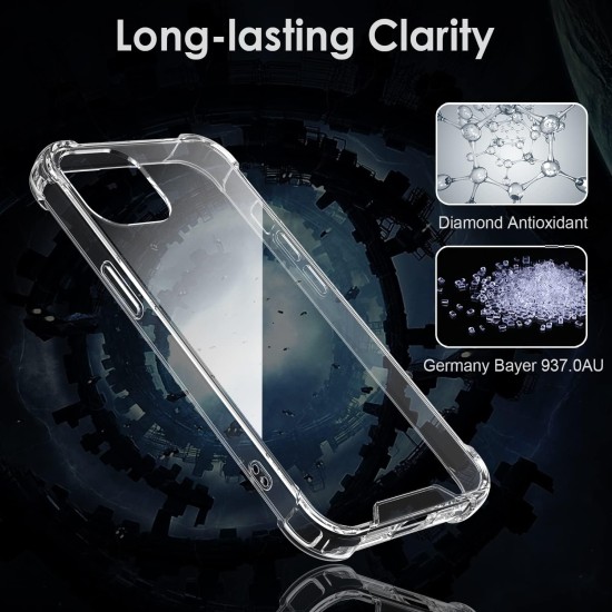 Shamo's for iPhone 13 Case, Crystal Clear Anti-Scratch Shock Absorption Cover, TPU Bumper with Reinforced Corners [ Anti Yellowing ]
