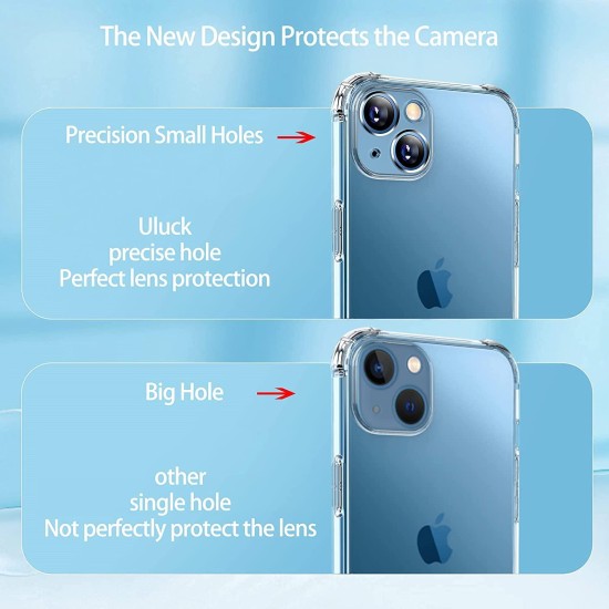 ULuck Case with built in Camera Protector Compatible with iphone 13, Crystal Clear Anti-Scratch Case, Protect the Lens, Precision Holes Phone Case Cover -6.1inch ULuck Case with built in Camera Protector Compatible with iphone 13, Crystal Clear Anti-Scratch Case, Protect the Lens, Precision Holes Phone Case Cover -6.1inch