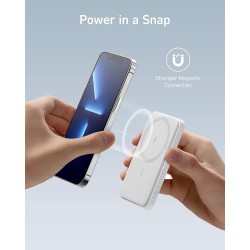 Anker 621 magnetic battery maggo, 5000mah magnetic wireless portable charger with usb-c cable, only compatible with iphone 14/14 pro/14 pro max, 13/12 series, white