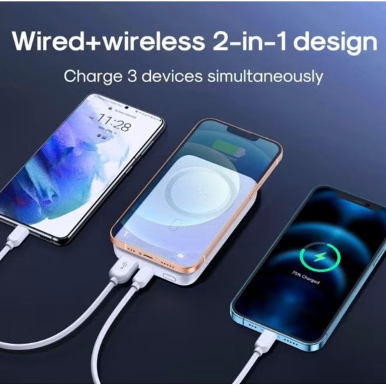 Joyroom W020 20W Mini Magnetic Wireless Power Bank 10000mAh (With USB to Type-C 0.25m Cable) (white) Joyroom W020 20W Mini Magnetic Wireless Power Bank 10000mAh (With USB to Type-C 0.25m Cable) (white)