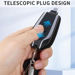 Portable Charger Keychain for iPhone with Type-C Cable, Mini Emergency Power Bank, Fast Charging Mobile Phone Charger for 1500mAh Phone