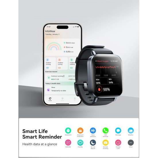 Joyroom FW12 Small R-FT3 Pro Smart Watch IP 68 Waterproof Answer/Make Call, Supports the Arabic language,Fitness Tracker Heart Rate Monitor, Black Joyroom FW12 Small R-FT3 Pro Smart Watch IP 68 Waterproof Answer/Make Call, Supports the Arabic language,Fitness Tracker Heart Rate Monitor, Black