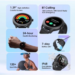 Oraimo Watch 2R Bluetooth Calling Smart Watch for Men and Women,1.39"HD Smart Fitness Watch with Stepping Meter Heart Rate Monitor,120+ Sports Modes & Quickly Reply SMS