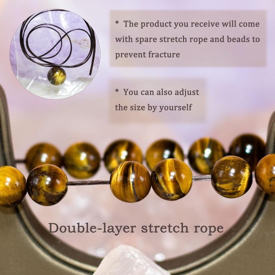 DAZCOLO Handmade Gem Bracelet 7.5" Stretch Gemstone 8mm Round Beads Crystals Quartz Unisex (Golden Tiger Eye) DAZCOLO Handmade Gem Bracelet 7.5" Stretch Gemstone 8mm Round Beads Crystals Quartz Unisex (Golden Tiger Eye)