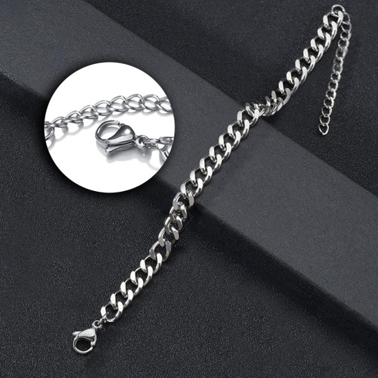 GoPaw Cuban Chain Bracelet 7MM, Stainless Steel Bracelet Curb Mens, Mens Chain Bracelets, Cuban Link Chain, 18+5 CM Length, Gift for Father's Day GoPaw Cuban Chain Bracelet 7MM, Stainless Steel Bracelet Curb Mens, Mens Chain Bracelets, Cuban Link Chain, 18+5 CM Length, Gift for Father's Day