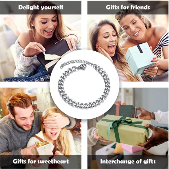 GoPaw Cuban Chain Bracelet 7MM, Stainless Steel Bracelet Curb Mens, Mens Chain Bracelets, Cuban Link Chain, 18+5 CM Length, Gift for Father's Day GoPaw Cuban Chain Bracelet 7MM, Stainless Steel Bracelet Curb Mens, Mens Chain Bracelets, Cuban Link Chain, 18+5 CM Length, Gift for Father's Day