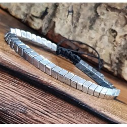 Hematite Bracelet Natural Stone Bead Bracelet No- magnetic Adjustable Woven Bracelets Men and Women Jewelry Gift