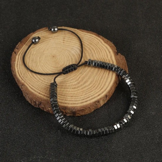 Hematite Bracelet Natural Stone Bead Bracelet No- magnetic Adjustable Woven Bracelets Men and Women Jewelry Gift Hematite Bracelet Natural Stone Bead Bracelet No- magnetic Adjustable Woven Bracelets Men and Women Jewelry Gift