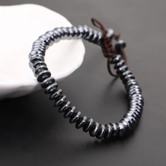 Hematite Bracelet Natural Stone Bead Bracelet No- magnetic Adjustable Woven Bracelets Men and Women Jewelry Gift Hematite Bracelet Natural Stone Bead Bracelet No- magnetic Adjustable Woven Bracelets Men and Women Jewelry Gift