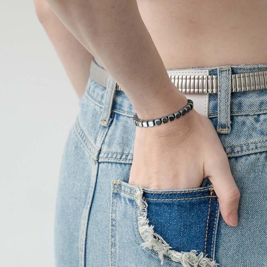 Hematite Bracelet Natural Stone Bead Bracelet No- magnetic Adjustable Woven Bracelets Men and Women Jewelry Gift Hematite Bracelet Natural Stone Bead Bracelet No- magnetic Adjustable Woven Bracelets Men and Women Jewelry Gift