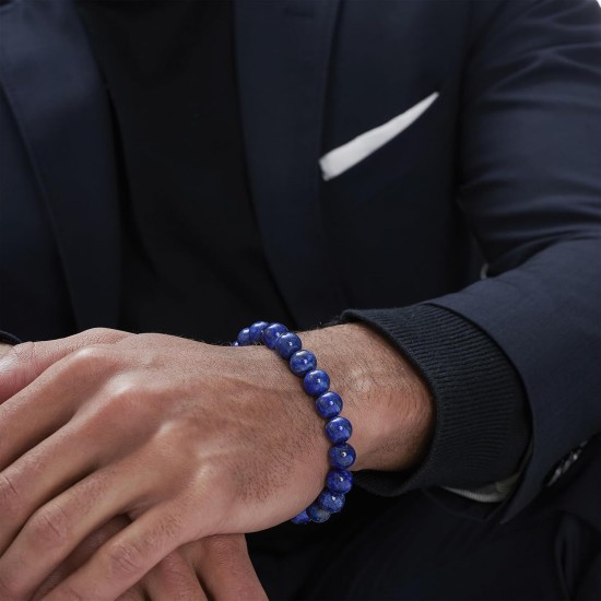 Hipwope 4Pcs Men Bracelet Set Tigers Eye Bracelet Lava Rock Bracelets Moonstone Bracelet Blue Beaded Bracelet Obsidian Bracelet Men/Women Can Wear Summer Bracelets Charm Bracelets for Women