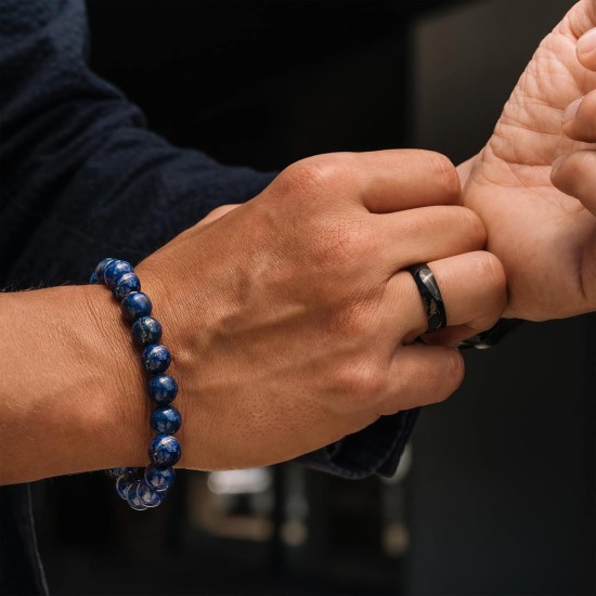 Hipwope 4Pcs Men Bracelet Set Tigers Eye Bracelet Lava Rock Bracelets Moonstone Bracelet Blue Beaded Bracelet Obsidian Bracelet Men/Women Can Wear Summer Bracelets Charm Bracelets for Women