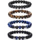 Hipwope 4Pcs Men Bracelet Set Tigers Eye Bracelet Lava Rock Bracelets Moonstone Bracelet Blue Beaded Bracelet Obsidian Bracelet Men/Women Can Wear Summer Bracelets Charm Bracelets for Women