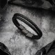 Jbniuay Men's Leather Braided Bracelet with Magnetic Clasp (Black, 17cm)