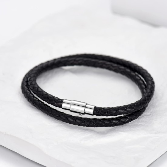 KXJ Italian Leather Bracelet For Men Women Genuine Double Wrap Black/Brown/Red Braided Leather Cuff Bangle Bracelets with Magnetic Stainless Steel Clasp Graduation Father's Day Gifts, 7/7.5/8 Inches, KXJ Italian Leather Bracelet For Men Women Genuine Double Wrap Black/Brown/Red Braided Leather Cuff Bangle Bracelets with Magnetic Stainless Steel Clasp Graduation Father's Day Gifts, 7/7.5/8 Inches,