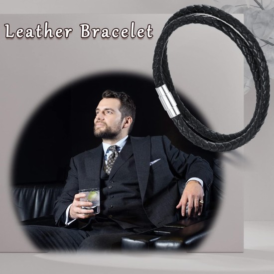 KXJ Italian Leather Bracelet For Men Women Genuine Double Wrap Black/Brown/Red Braided Leather Cuff Bangle Bracelets with Magnetic Stainless Steel Clasp Graduation Father's Day Gifts, 7/7.5/8 Inches, KXJ Italian Leather Bracelet For Men Women Genuine Double Wrap Black/Brown/Red Braided Leather Cuff Bangle Bracelets with Magnetic Stainless Steel Clasp Graduation Father's Day Gifts, 7/7.5/8 Inches,