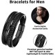 LOWNOUR Leather and Steel Magnetic Braided Bracelets for Men, 8.7in, Black LOWNOUR Leather and Steel Magnetic Braided Bracelets for Men, 8.7in, Black