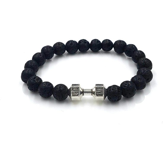Lava Bracelet For Men - Black - Dumbbell