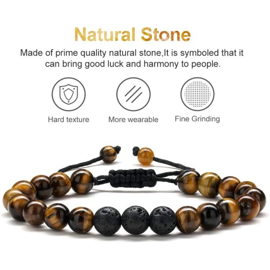 M MOOHAM Natural Stone Bracelets for Men - 8mm Tiger Eye | Matte Agate | Lava Rock Bracelets for Men Boys Gifts Birthday Anniversary Valentine's Day Gifts for Him Boyfriend Husband M MOOHAM Natural Stone Bracelets for Men - 8mm Tiger Eye | Matte Agate | Lava Rock Bracelets for Men Boys Gifts Birthday Anniversary Valentine's Day Gifts for Him Boyfriend Husband