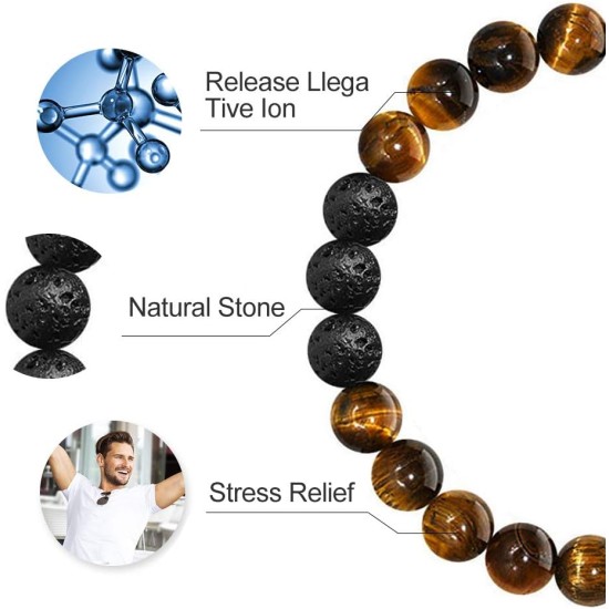 M MOOHAM Natural Stone Bracelets for Men - 8mm Tiger Eye | Matte Agate | Lava Rock Bracelets for Men Boys Gifts Birthday Anniversary Valentine's Day Gifts for Him Boyfriend Husband M MOOHAM Natural Stone Bracelets for Men - 8mm Tiger Eye | Matte Agate | Lava Rock Bracelets for Men Boys Gifts Birthday Anniversary Valentine's Day Gifts for Him Boyfriend Husband