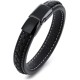 Pure titanium black leather bracelet mens Leather Bracelet STYSL294, One Size Pure titanium black leather bracelet mens Leather Bracelet STYSL294, One Size