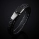 Pure titanium black leather bracelet mens Leather Bracelet STYSL294, One Size Pure titanium black leather bracelet mens Leather Bracelet STYSL294, One Size