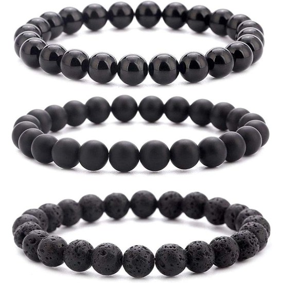 Set of 3 pieces of multiple stones for men- black