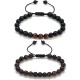 Tiger Eye Mens Bracelet Gifts - 8mm, Stress Relief Adjustable Tiger Eye Bracelet Aromatherapy Essential Oil Diffuser Lava Bracelet Gifts for Men, Stone- 2 pcs Red Tiger&Matte Agate