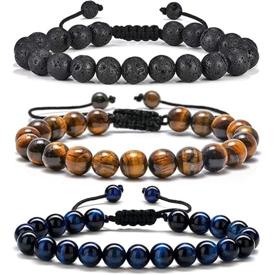 Tiger Eye Mens Bracelet Gifts - 8mm Tiger Eye Lava Rock Stone Mens Anxiety Bracelets, Stress Relief Adjustable Tiger Eye Bracelet Aromatherapy Essential Oil Diffuser Lava Bracelet Gifts for Men Tiger Eye Mens Bracelet Gifts - 8mm Tiger Eye Lava Rock Stone Mens Anxiety Bracelets, Stress Relief Adjustable Tiger Eye Bracelet Aromatherapy Essential Oil Diffuser Lava Bracelet Gifts for Men
