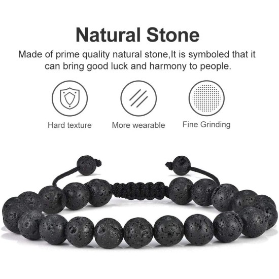 Tiger Eye Mens Bracelet Gifts - 8mm Tiger Eye Lava Rock Stone Mens Anxiety Bracelets, Stress Relief Adjustable Tiger Eye Bracelet Aromatherapy Essential Oil Diffuser Lava Bracelet Gifts for Men- black Tiger Eye Mens Bracelet Gifts - 8mm Tiger Eye Lava Rock Stone Mens Anxiety Bracelets, Stress Relief Adjustable Tiger Eye Bracelet Aromatherapy Essential Oil Diffuser Lava Bracelet Gifts for Men- black
