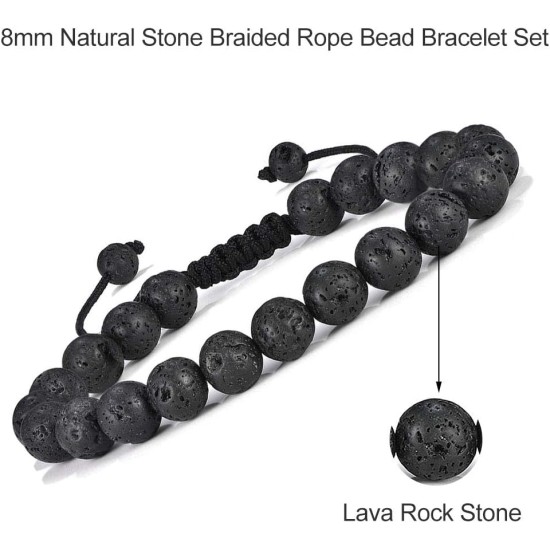 Tiger Eye Mens Bracelet Gifts - 8mm Tiger Eye Lava Rock Stone Mens Anxiety Bracelets, Stress Relief Adjustable Tiger Eye Bracelet Aromatherapy Essential Oil Diffuser Lava Bracelet Gifts for Men- black Tiger Eye Mens Bracelet Gifts - 8mm Tiger Eye Lava Rock Stone Mens Anxiety Bracelets, Stress Relief Adjustable Tiger Eye Bracelet Aromatherapy Essential Oil Diffuser Lava Bracelet Gifts for Men- black