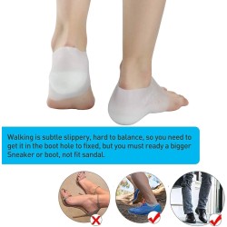 ELECDON 2 Pcs Invisible Height Increase Insole, Height Increase Socks Wearable Heel Cushion Inserts Shoe Soft Silicone Heel Lift Insole Leg Lengthen, for Men and Women 5.5 cm（White）