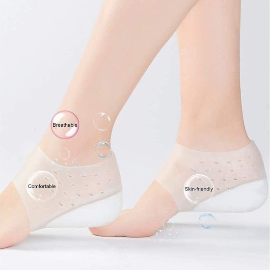 ELECDON 2 Pcs Invisible Height Increase Insole, Height Increase Socks Wearable Heel Cushion Inserts Shoe Soft Silicone Heel Lift Insole Leg Lengthen, for Men and Women 5.5 cm(White) ELECDON 2 Pcs Invisible Height Increase Insole, Height Increase Socks Wearable Heel Cushion Inserts Shoe Soft Silicone Heel Lift Insole Leg Lengthen, for Men and Women 5.5 cm(White)