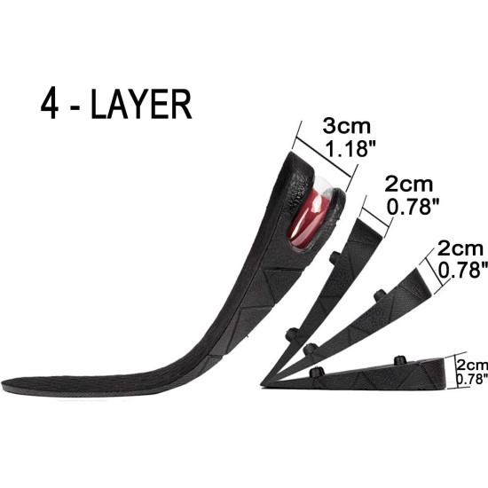 Height Increase Insole, 4-Layer Orthotic Heel Shoe Lift with Air Cushion Elevator Kits Inserts for Men & Women Taller Insoles 1.2" to 3.5” Variable Height Height Increase Insole, 4-Layer Orthotic Heel Shoe Lift with Air Cushion Elevator Kits Inserts for Men & Women Taller Insoles 1.2" to 3.5” Variable Height