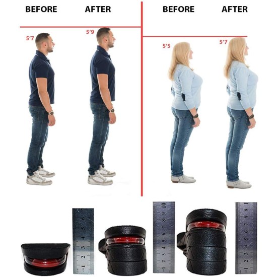 Height Increase Insole, 4-Layer Orthotic Heel Shoe Lift with Air Cushion Elevator Kits Inserts for Men & Women Taller Insoles 1.2" to 3.5” Variable Height Height Increase Insole, 4-Layer Orthotic Heel Shoe Lift with Air Cushion Elevator Kits Inserts for Men & Women Taller Insoles 1.2" to 3.5” Variable Height