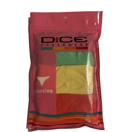 Dice Womens DW Solid Cotton Bikini Pack of 3 Underwear (pack of 3) Dice Womens DW Solid Cotton Bikini Pack of 3 Underwear (pack of 3)