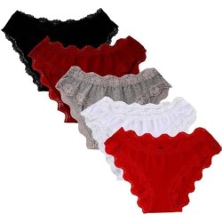 Mesery Set OF (5) Cotton Panties Dantel