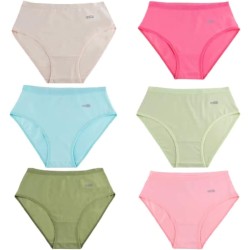 Milk Womens Pack Of 6 Cotton Plain Econo Brief Panties Underwear