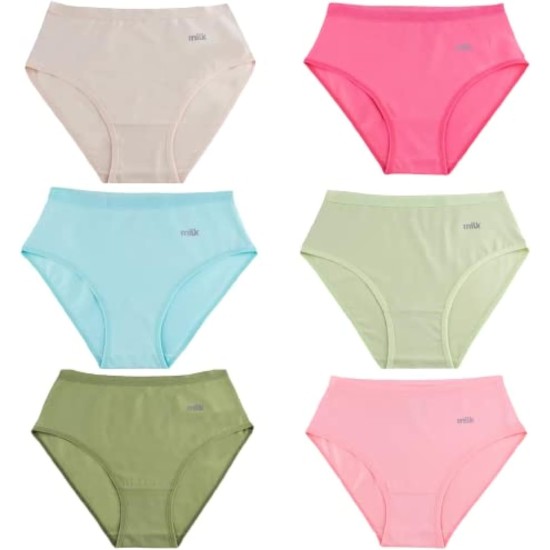 Milk Womens Pack Of 6 Cotton Plain Econo Brief Panties Underwear Milk Womens Pack Of 6 Cotton Plain Econo Brief Panties Underwear