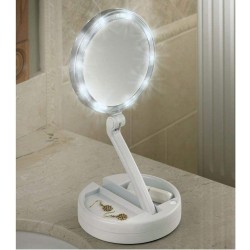 Floxite 10x Plus 1x Lighted Folding Vanity and Travel Mirror